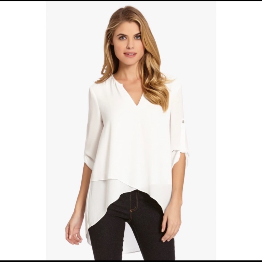 Karen Kane asymmetrical wrap hem blouse